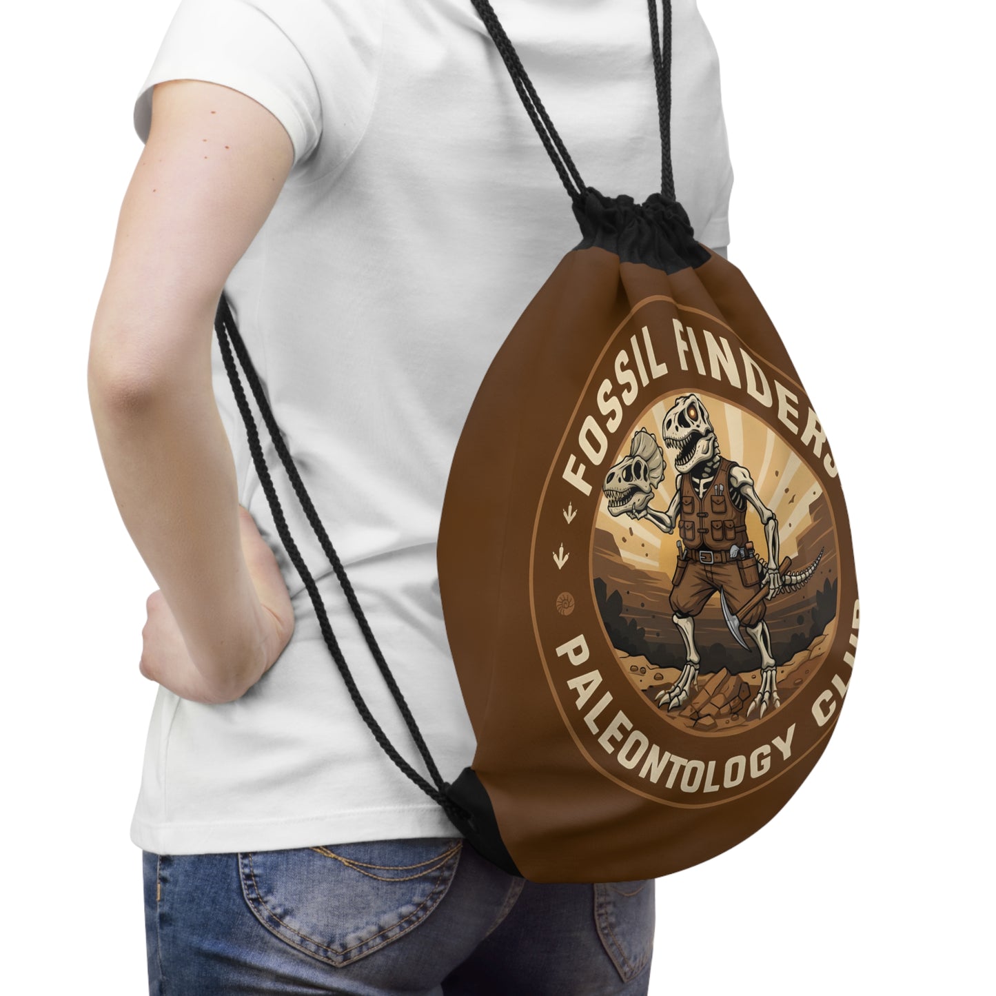 Drawstring bag - Vintage Fossil Finders Dinosaur Badge