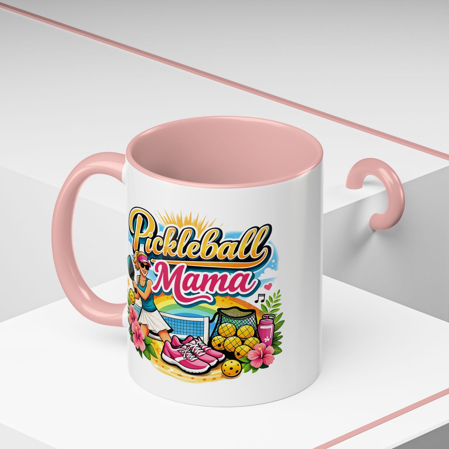 Coloured inside mug - Vibrant Tropical Pickleball Mama Art