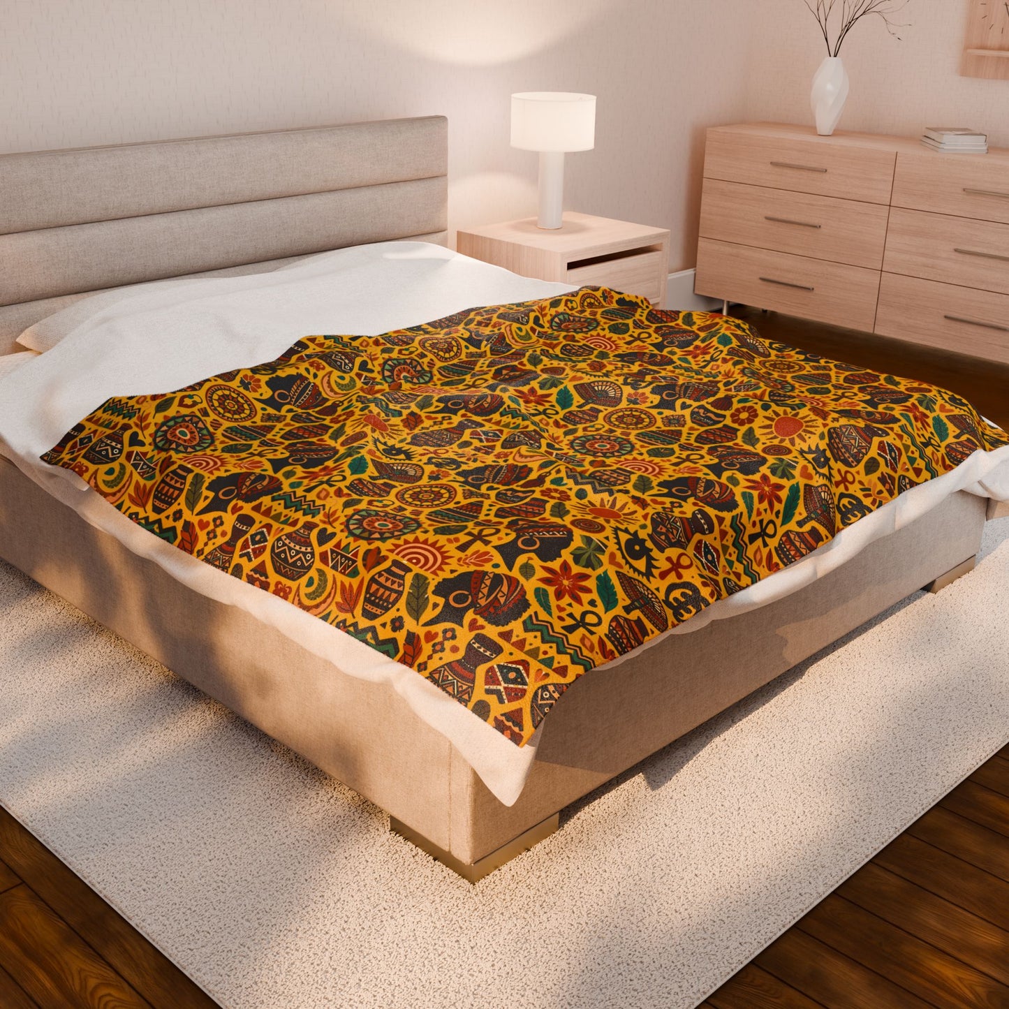 Throw blanket - Boho Afrocentric Tribal Illustration Pattern