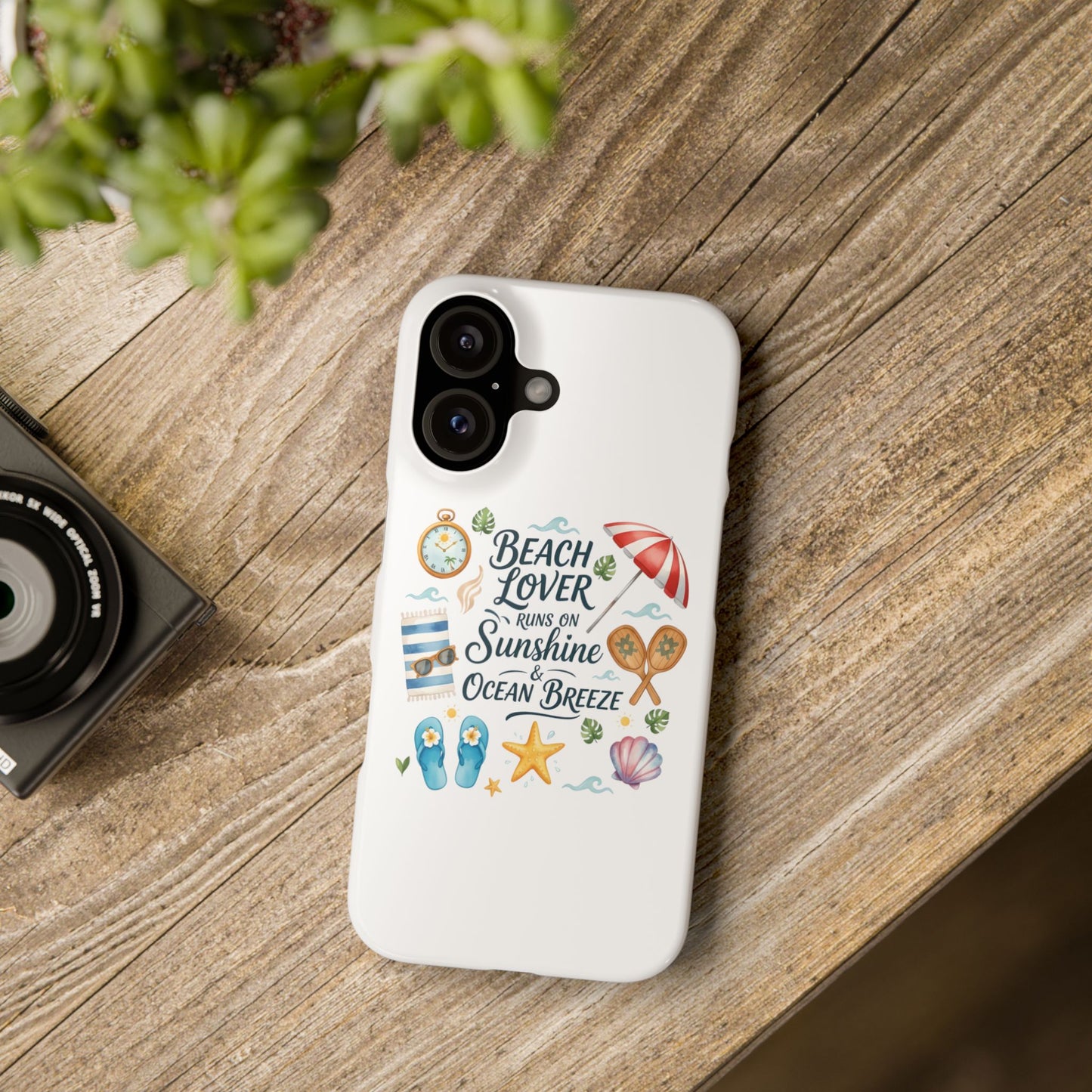Slim iphone case - Watercolor Beach Lover Aesthetic Quote