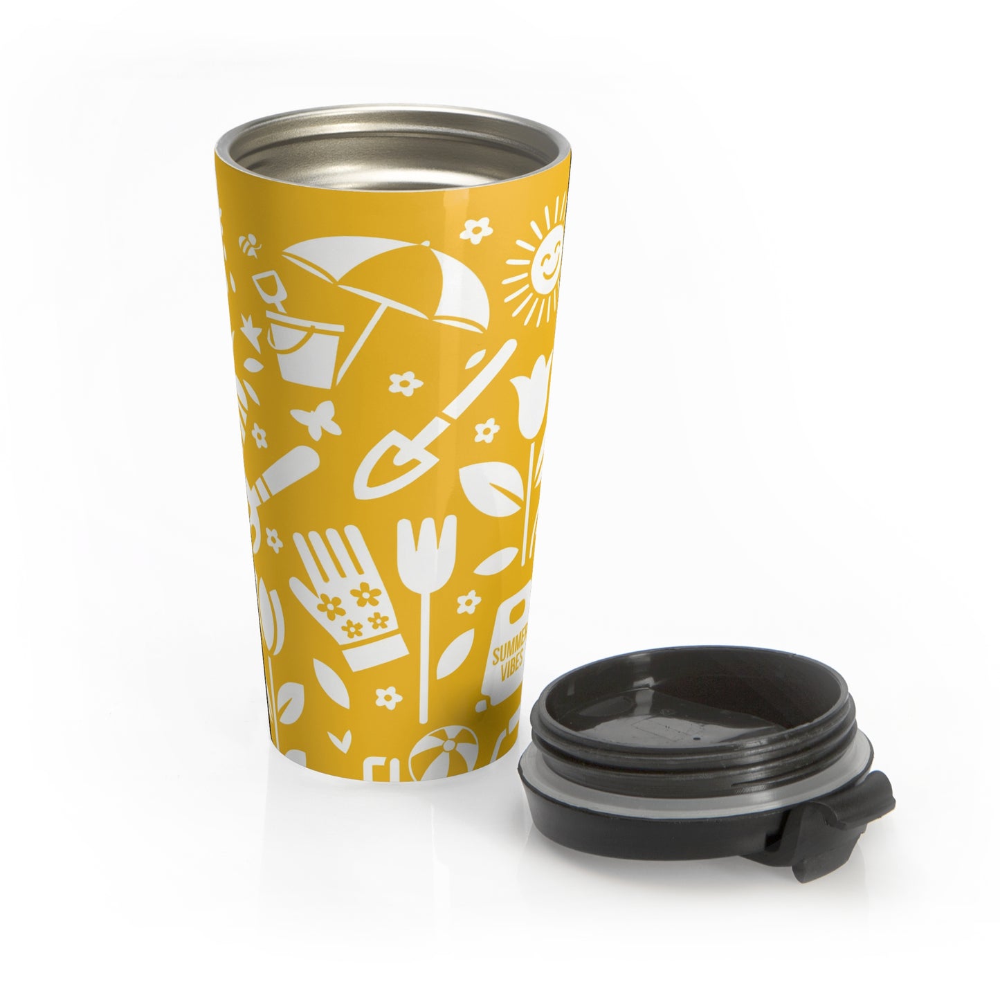 Travel mug - Summer Garden Silhouette Icon Art