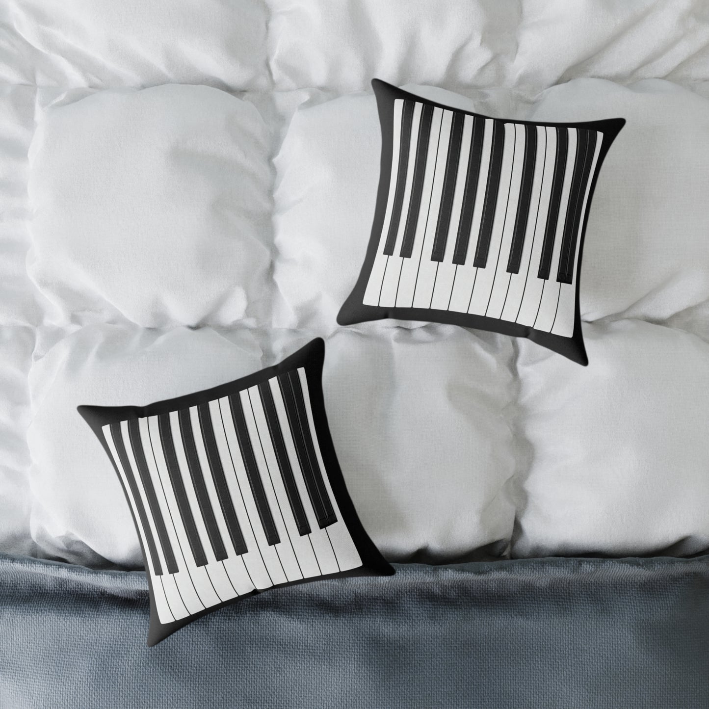 Authentic Miniature Piano Keyboard Pattern throw pillow- High-Contrast Minimalist Design for Pianists and Musicians .