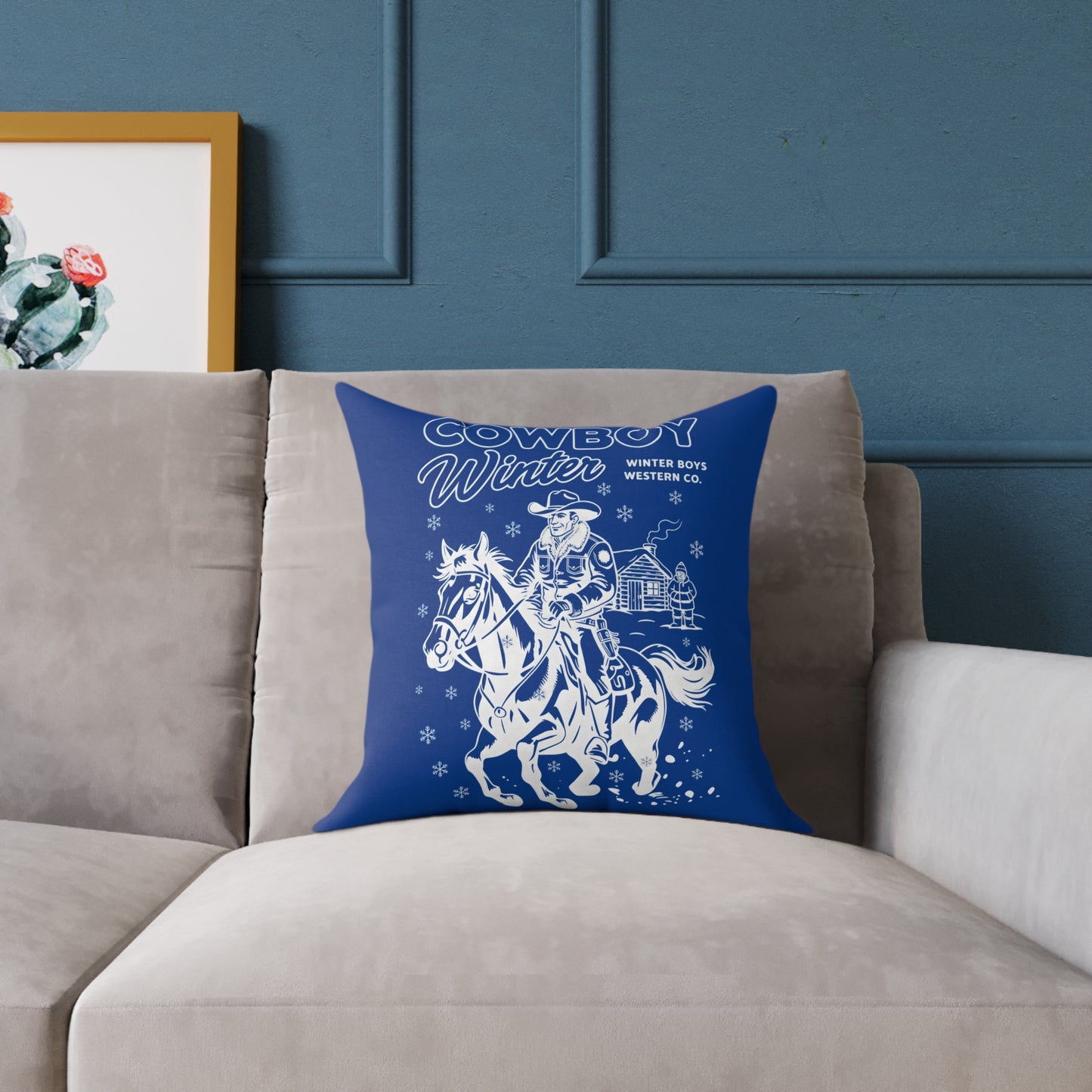 Canvas throw pillow - cowboy's Winter authentic