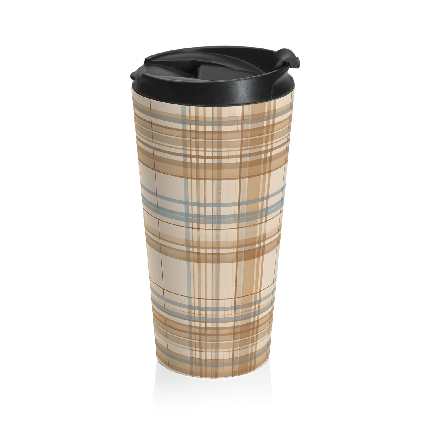 Travel mug - Elegant Beige Tartan Seamless Tile