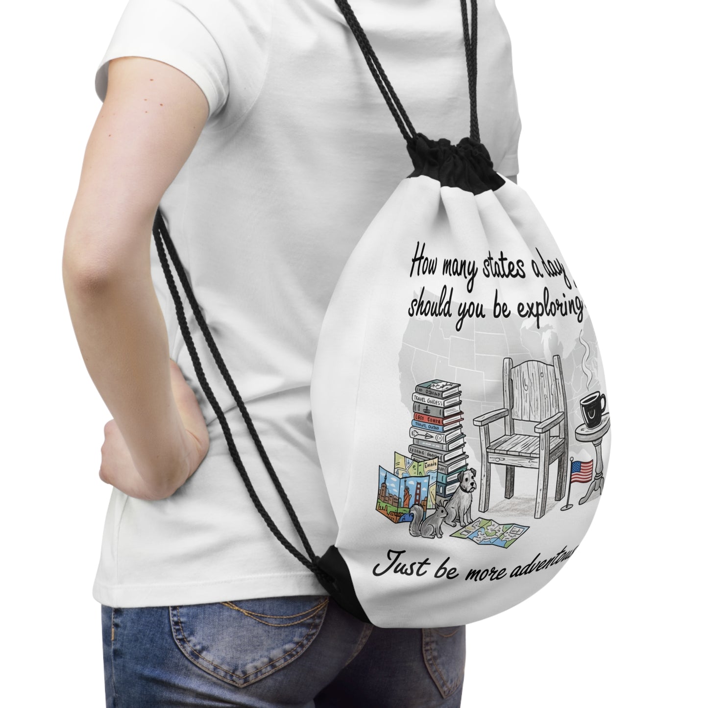 Drawstring Bag - explore USA States