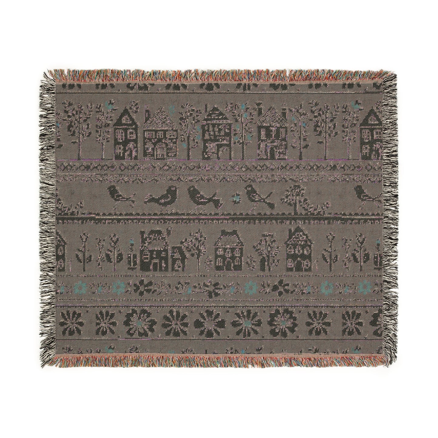 Woven blanket - the folk art garden pattern