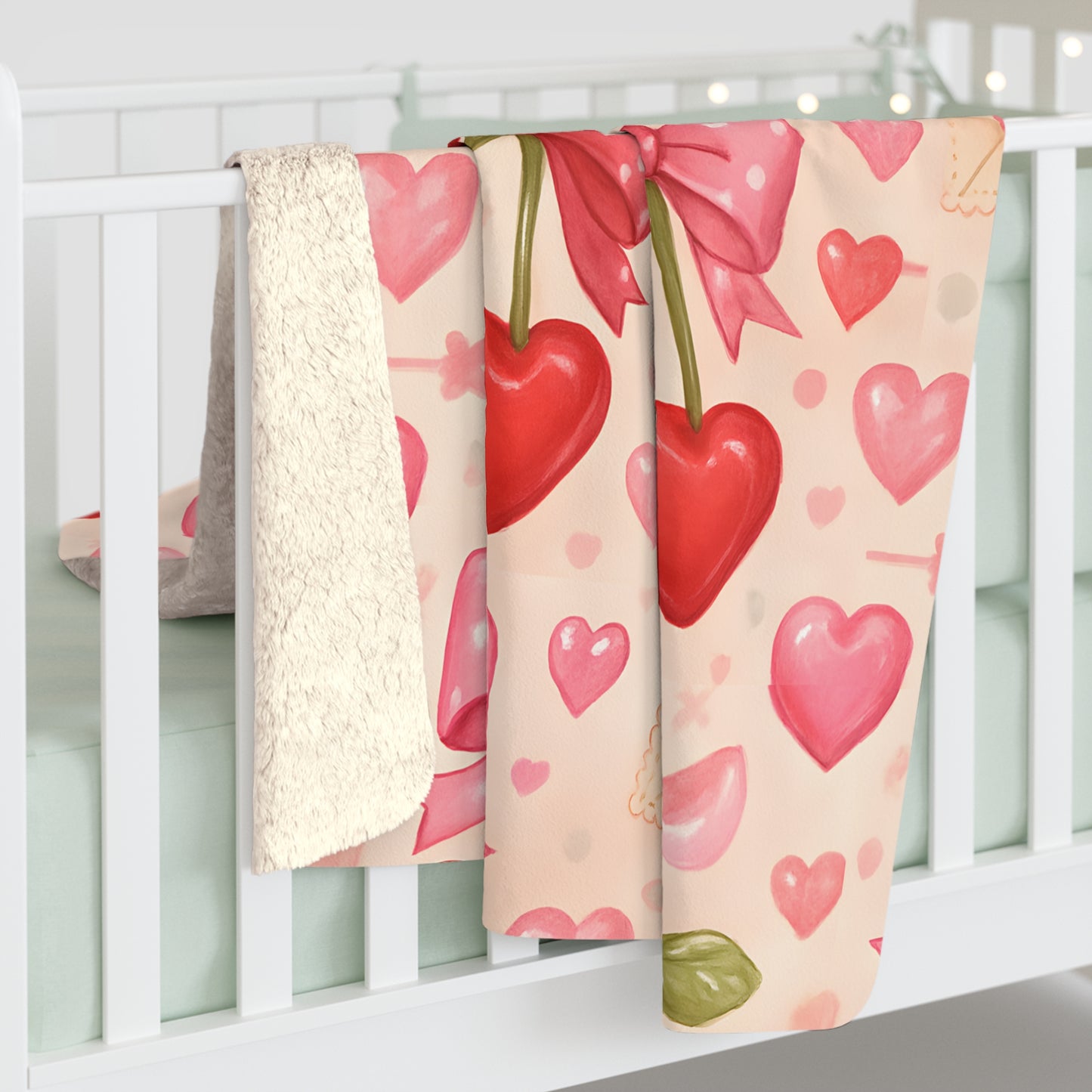 Sherpa fleece blanket - valentine berries pattern