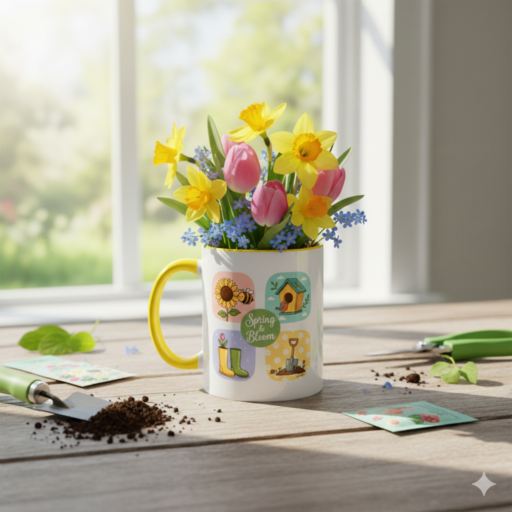 Yellow Interior Garden Icons for spring - coffee mug