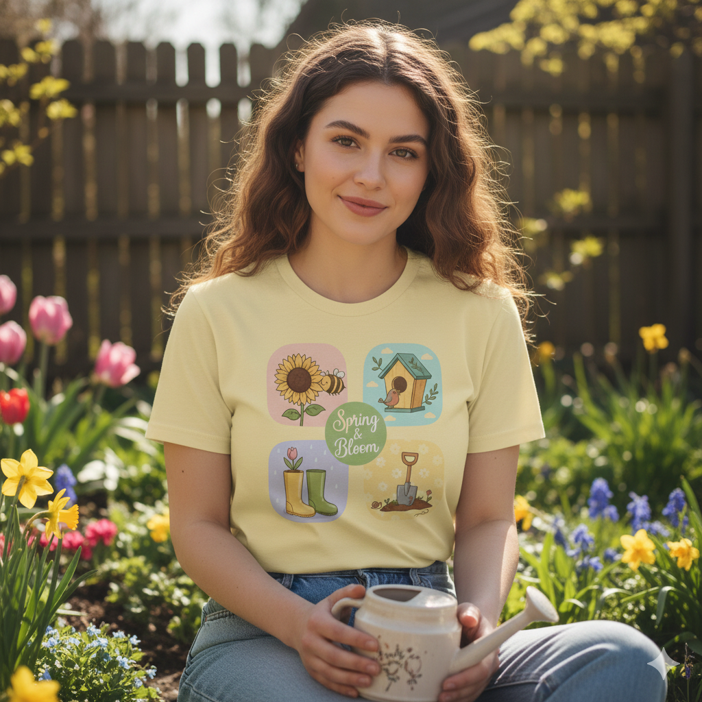 Yellow Interior Garden Icons for spring - t-shirt