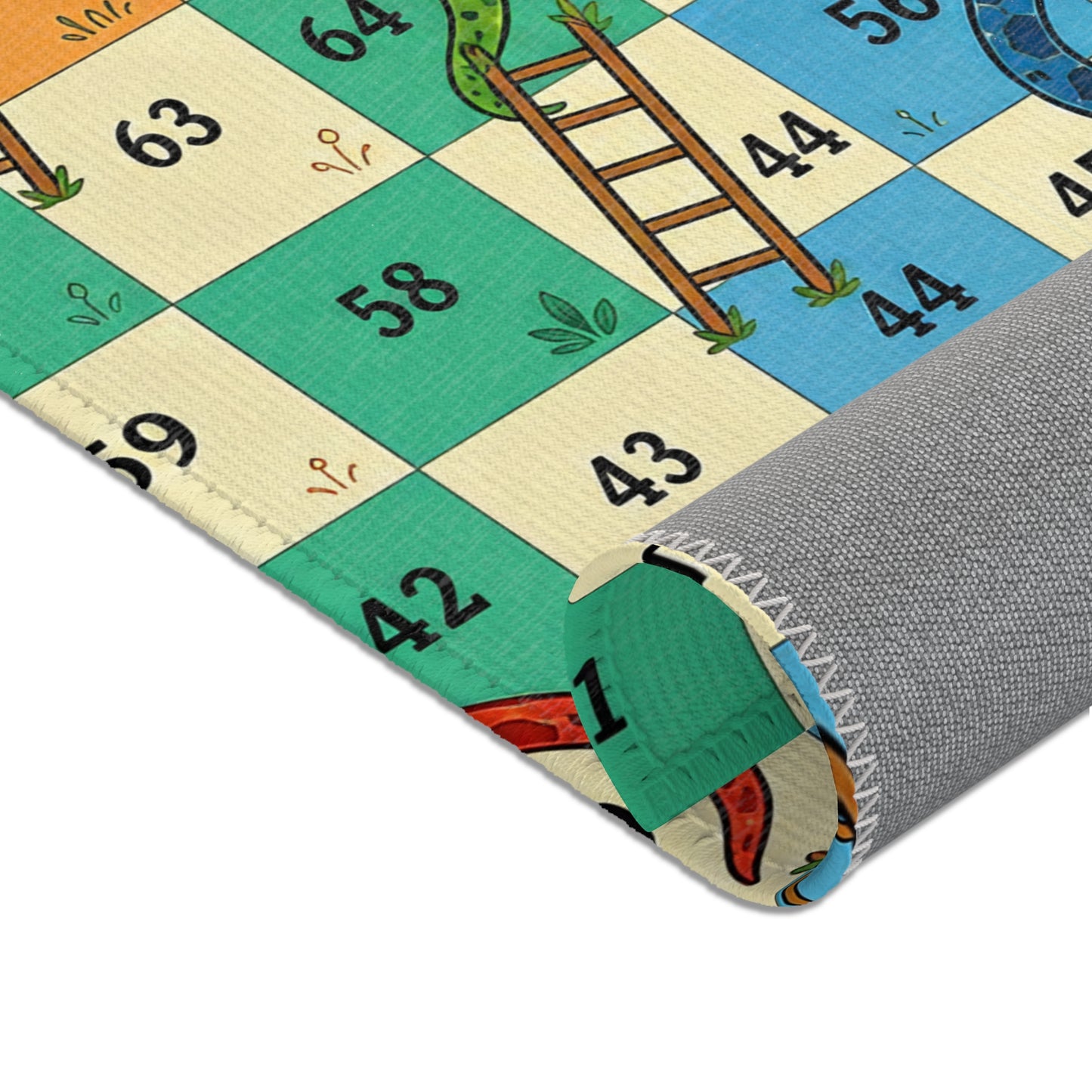 Printable Snakes and Ladders Board Game | Vibrant Cartoon Board Game area rug Design