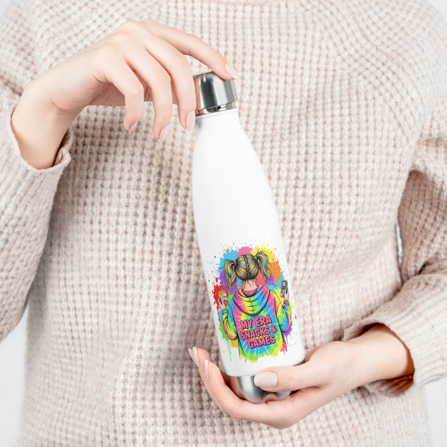 Insulated Bottle - Retro Gamer Girl Aesthetic Art