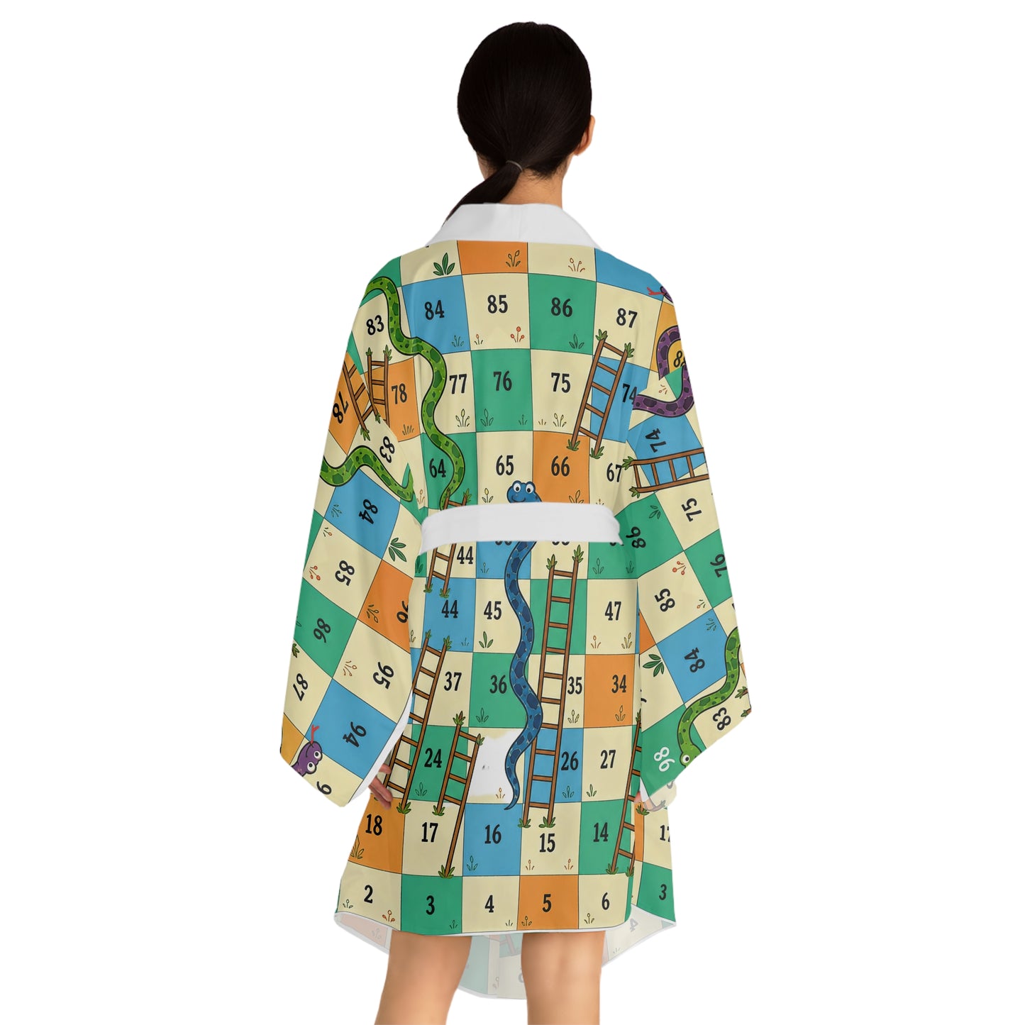 Printable Snakes and Ladders Board Game | Vibrant Cartoon Board Game Long sleeves kimono Design