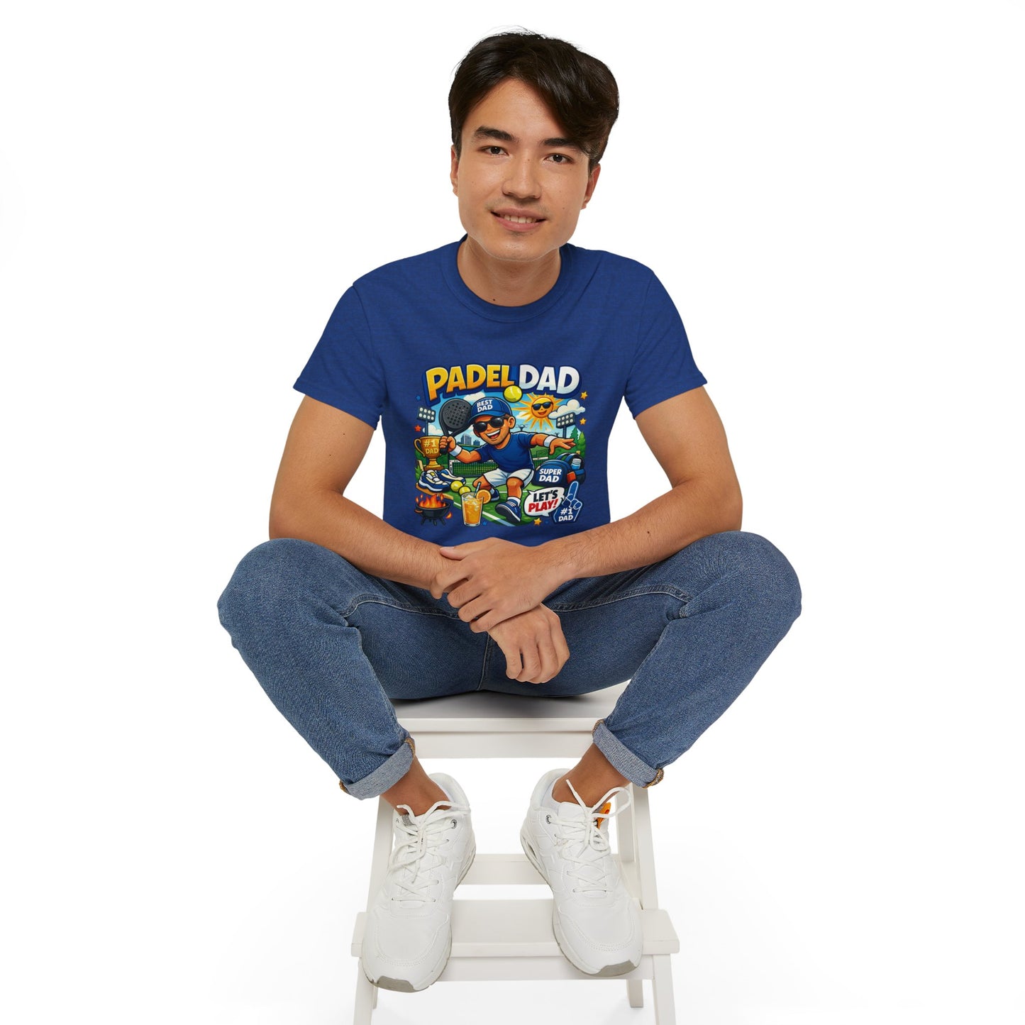 T-shirt - Vibrant Cartoon Padel Dad Illustration
