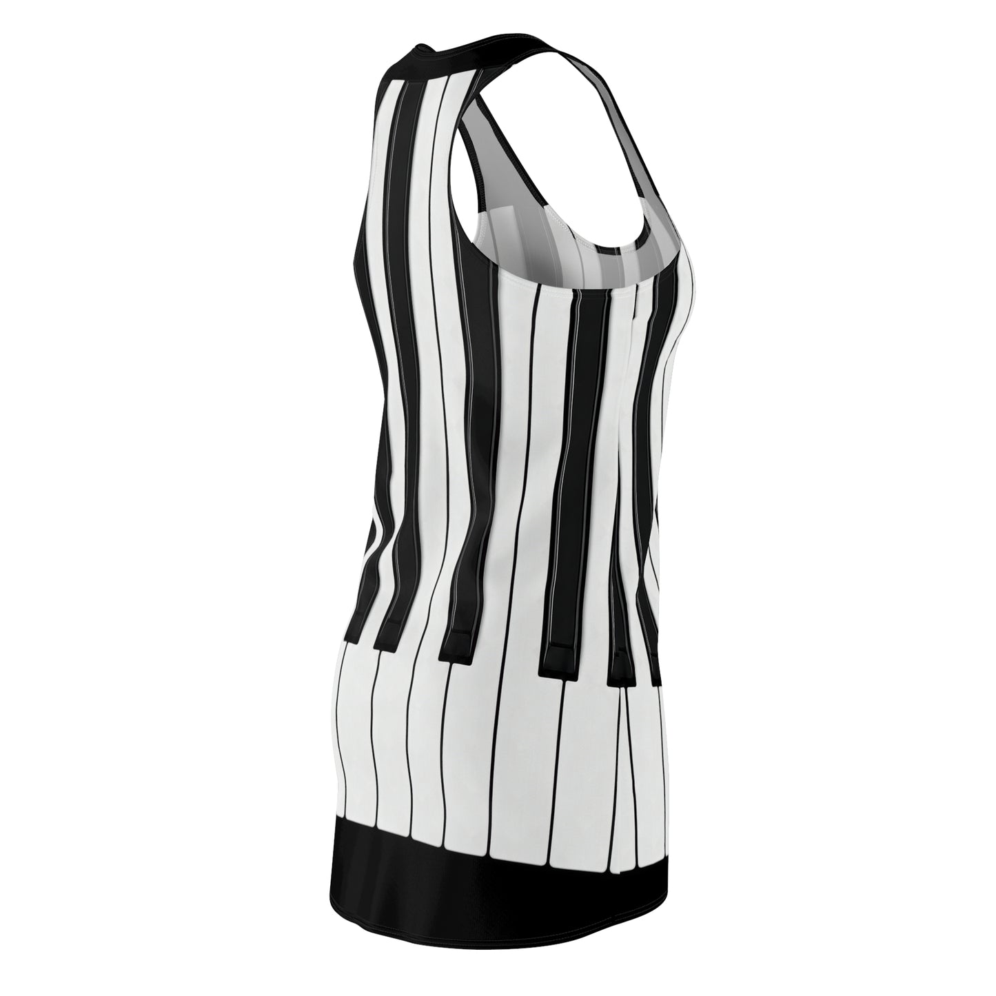 Authentic Miniature Piano Keyboard Pattern racer back dress - High-Contrast Minimalist Design for Pianists and Musicians .