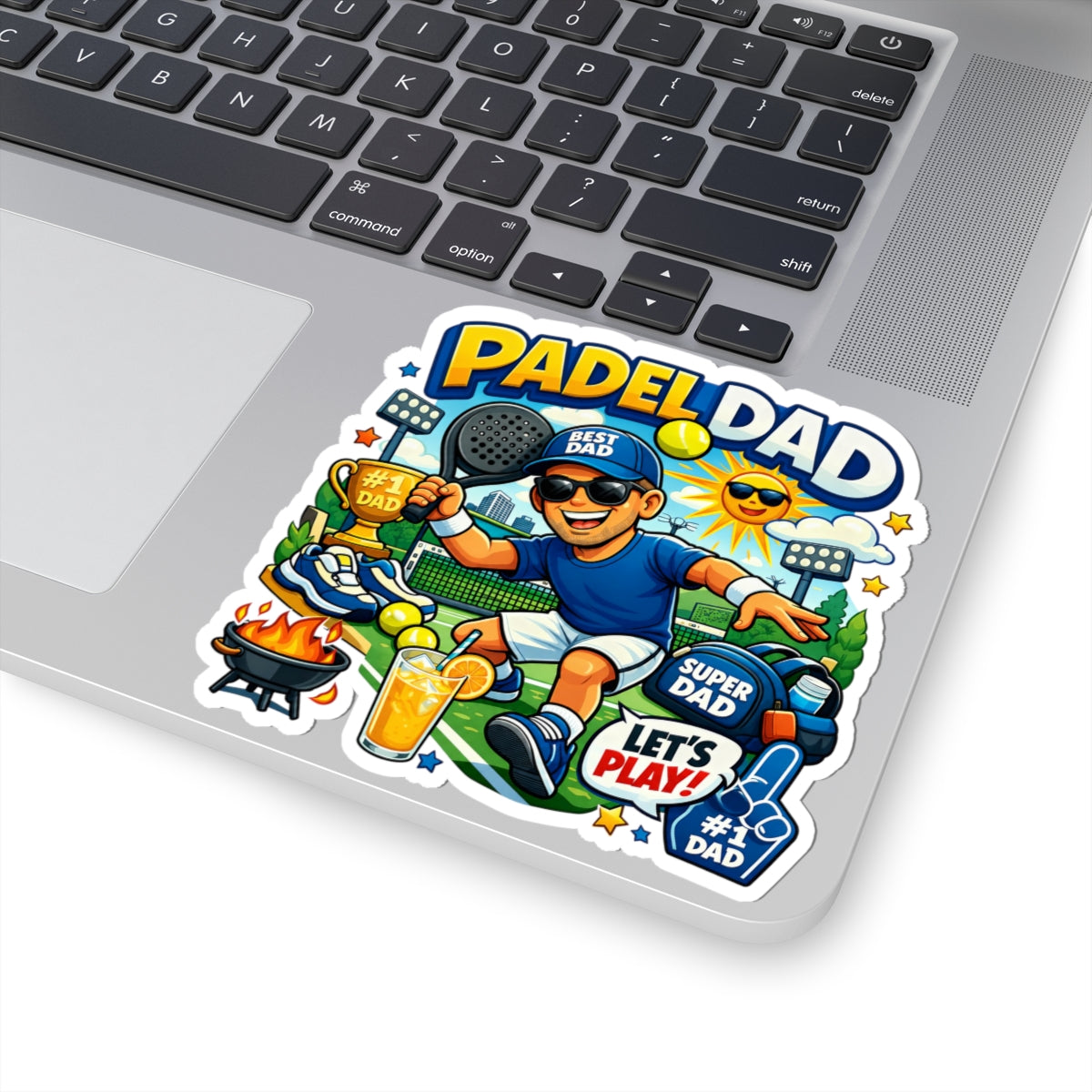 Kiss cut sticker - Vibrant Cartoon Padel Dad Illustration