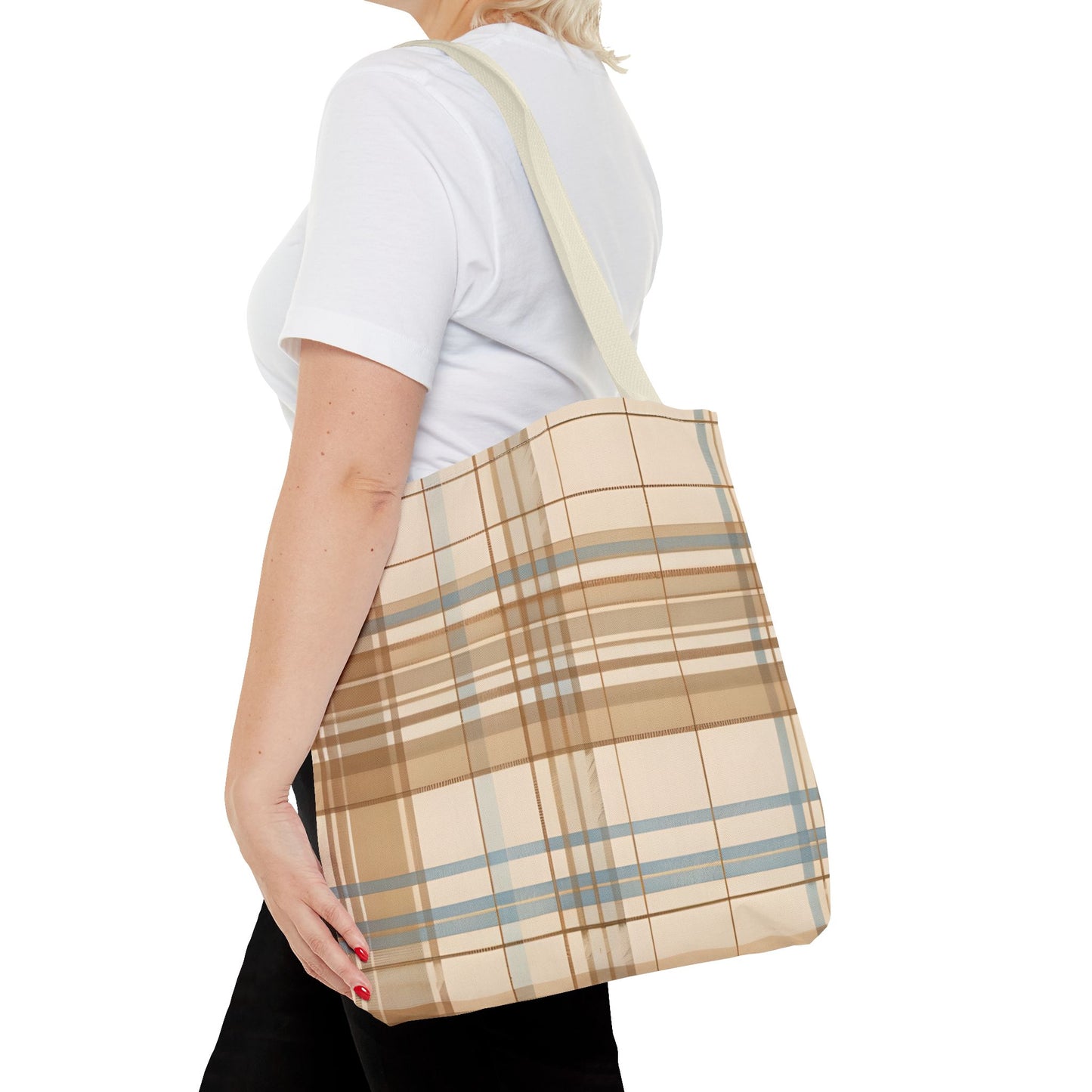 Tote bag - Elegant Beige Tartan Seamless Tile