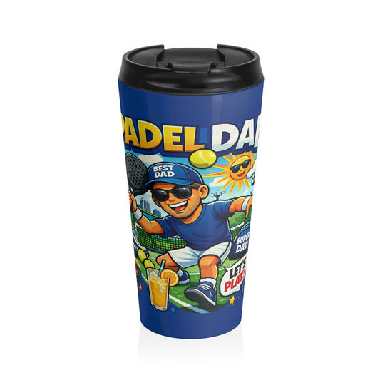 Travel mug - Vibrant Cartoon Padel Dad Illustration
