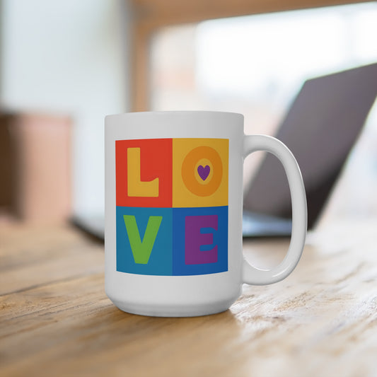 15 oz mug - Love colourful graphic