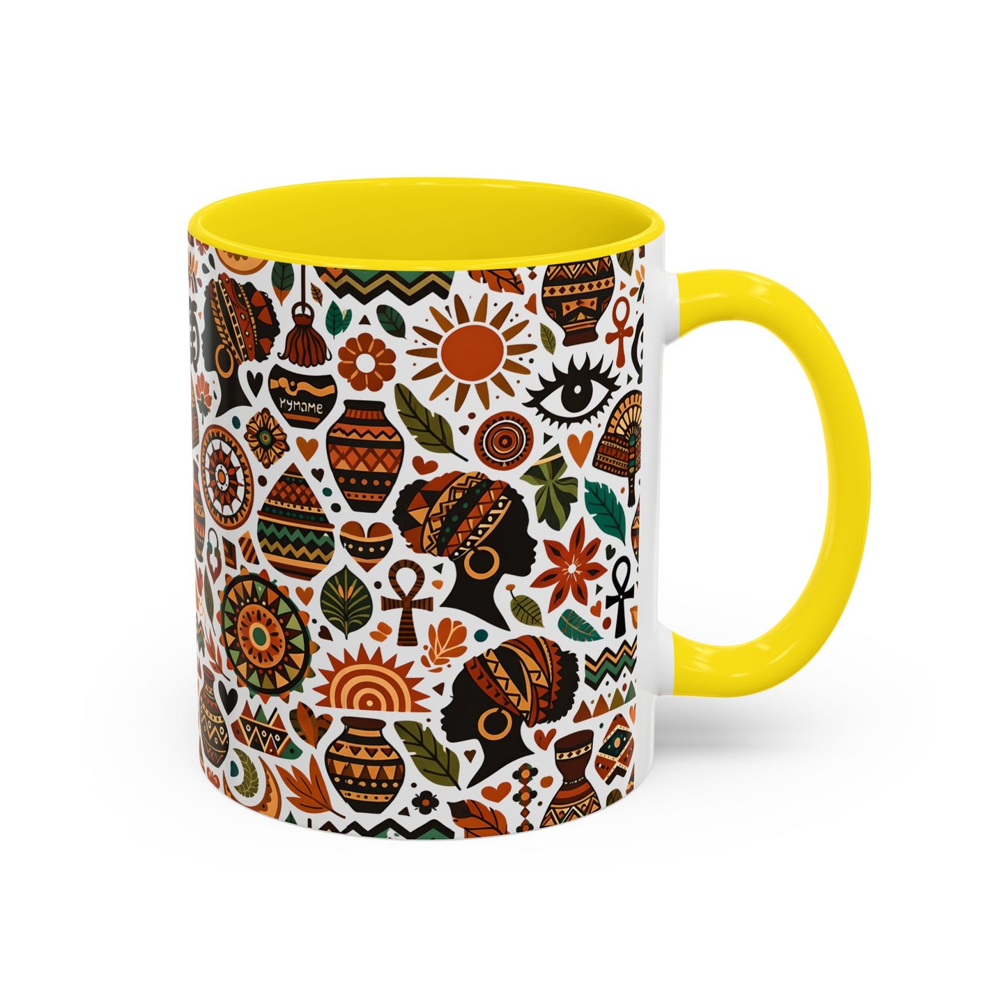11 oz mug - Boho Afrocentric Tribal Illustration Pattern
