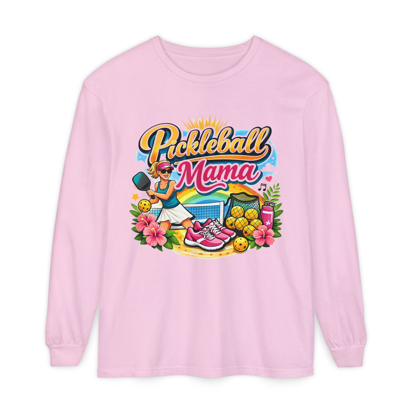 Long sleeves tee - Vibrant Tropical Pickleball Mama Art