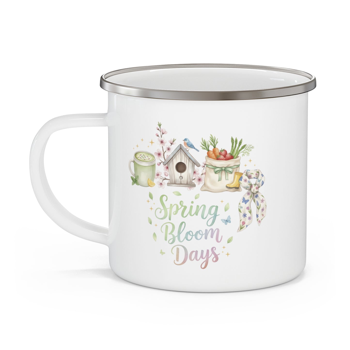 Enamel mug - spring cottage aesthetics