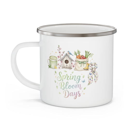 Enamel mug - spring cottage aesthetics