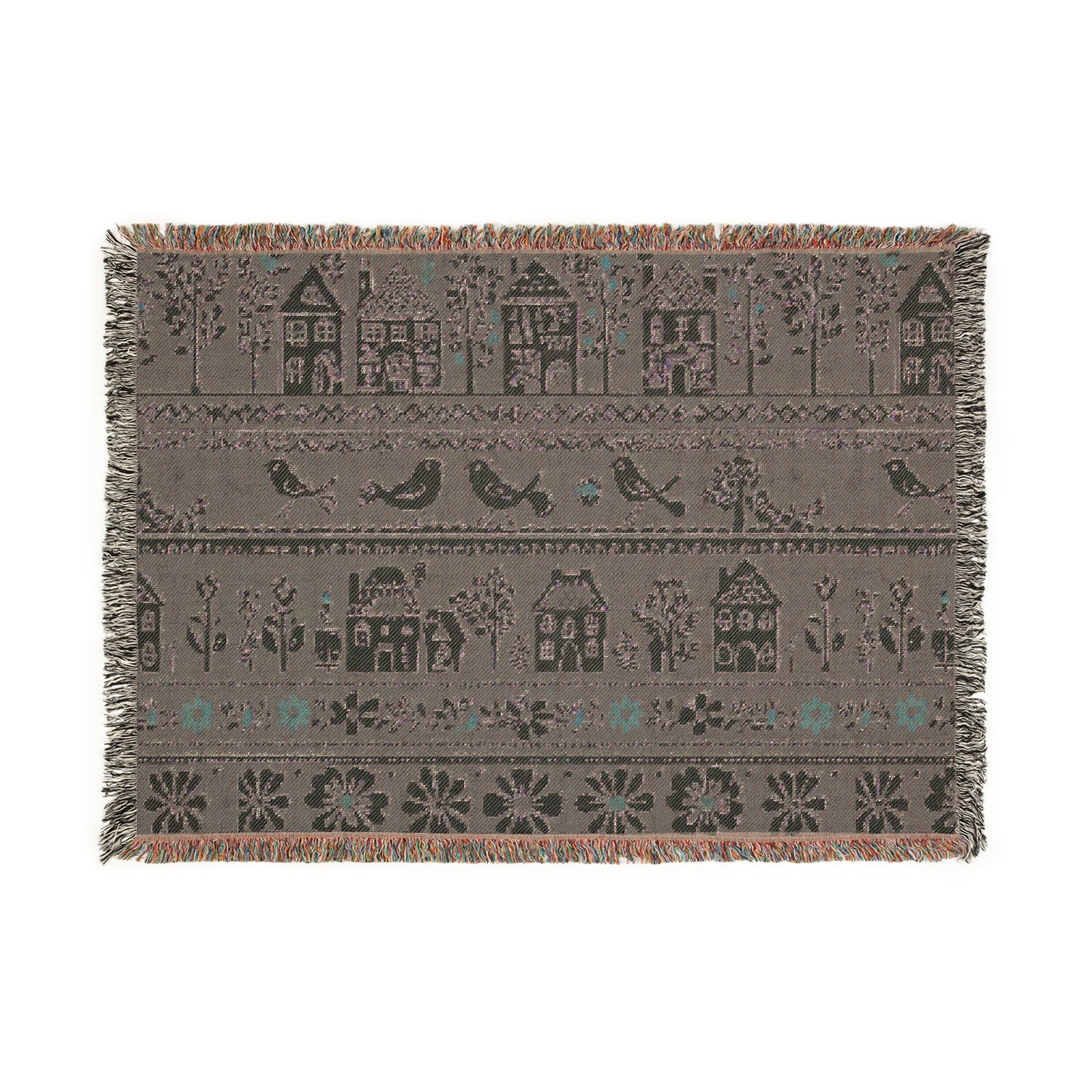 Woven blanket - the folk art garden pattern