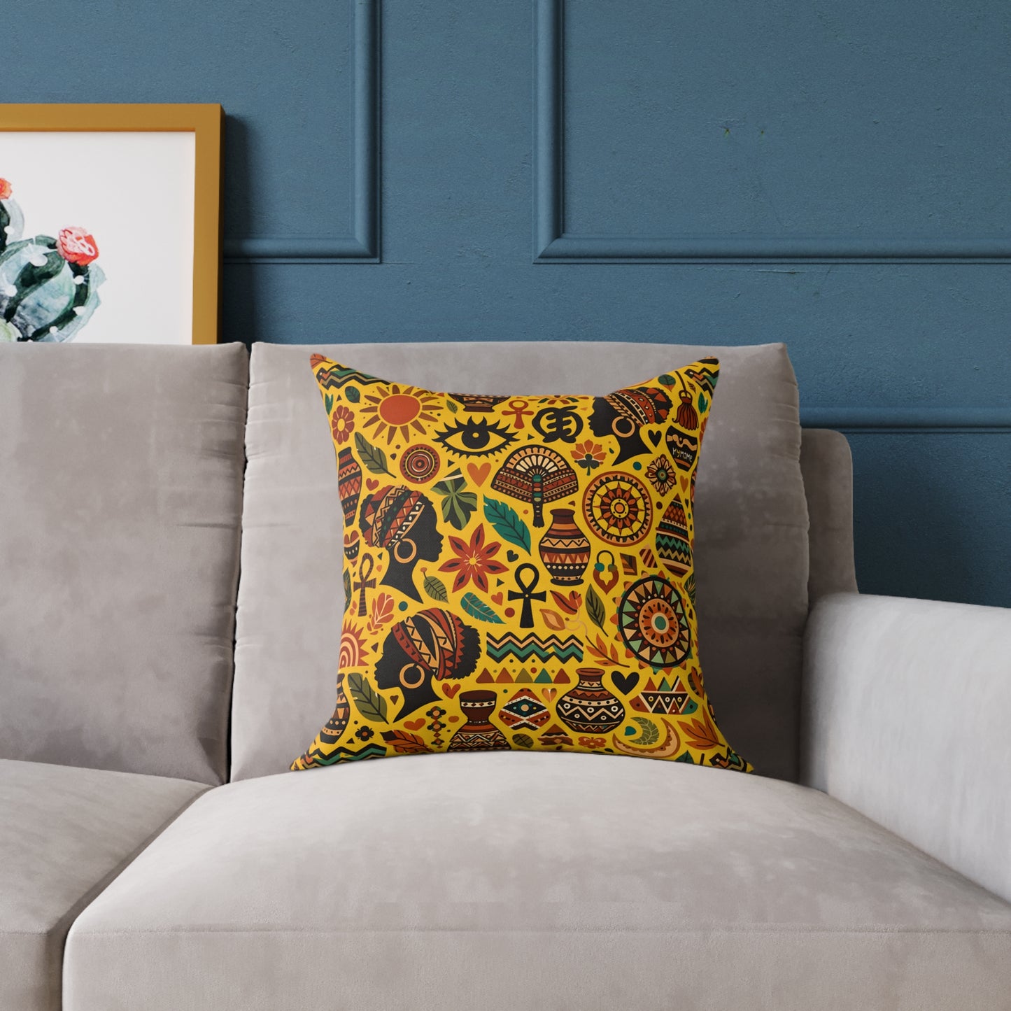 Throw pillow -Boho Afrocentric Tribal Illustration Pattern