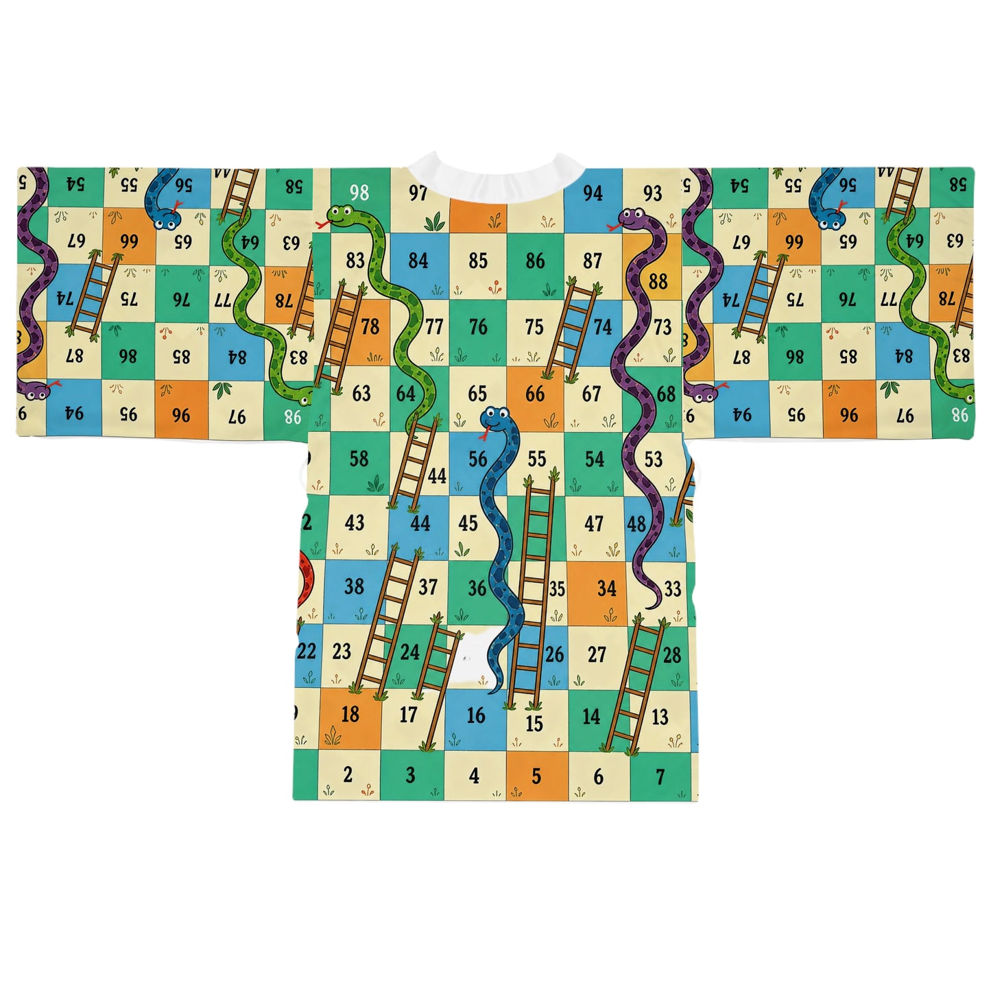 Printable Snakes and Ladders Board Game | Vibrant Cartoon Board Game Long sleeves kimono Design