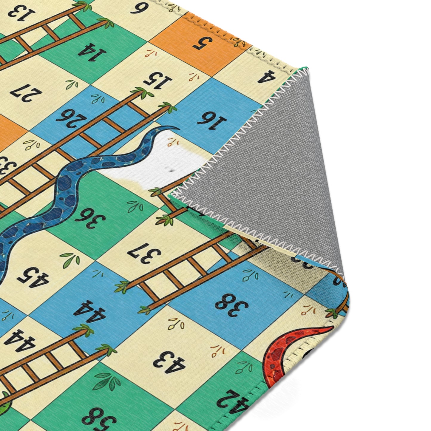 Printable Snakes and Ladders Board Game | Vibrant Cartoon Board Game area rug Design