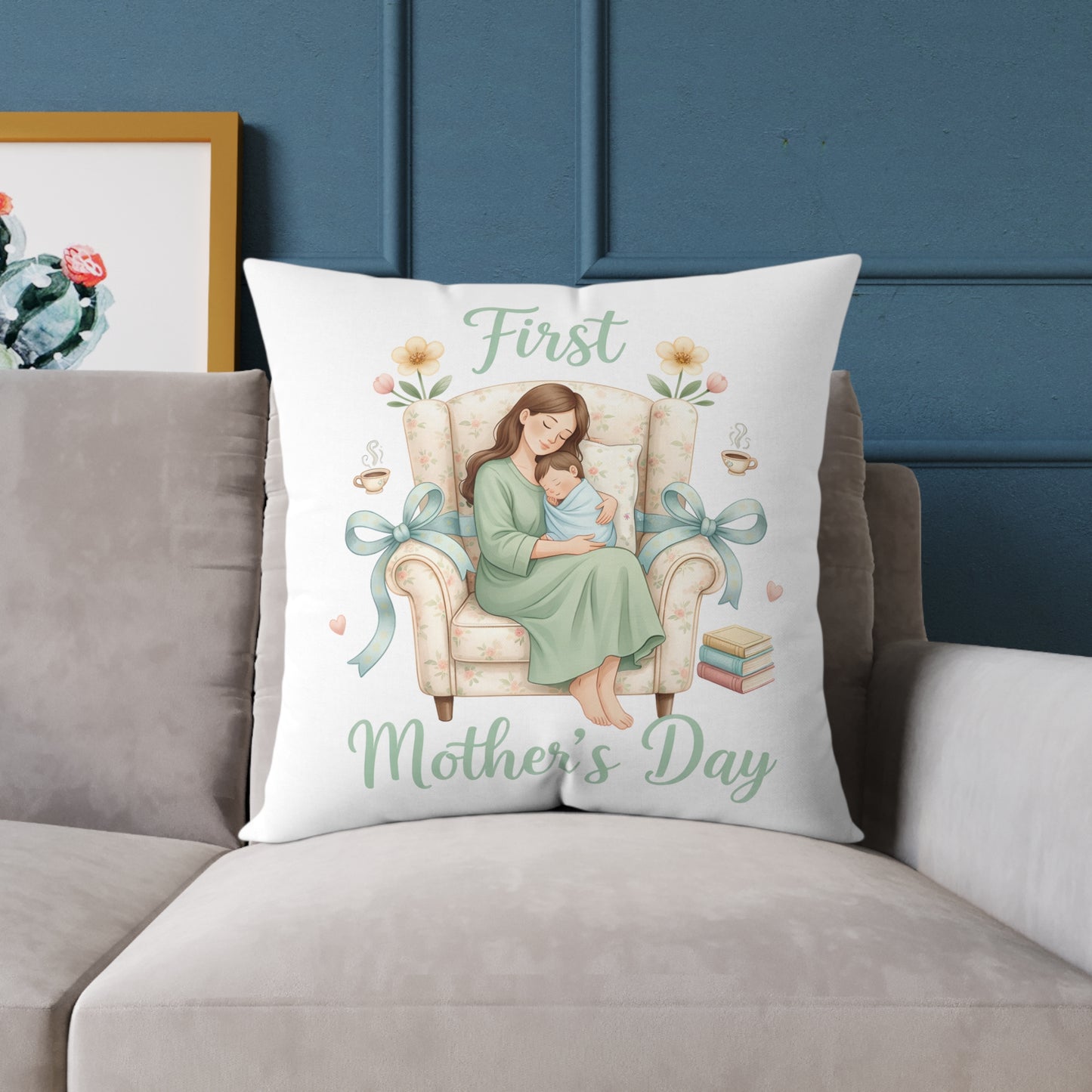 Throw pillow - First Mother's Day Aesthetic Illustration