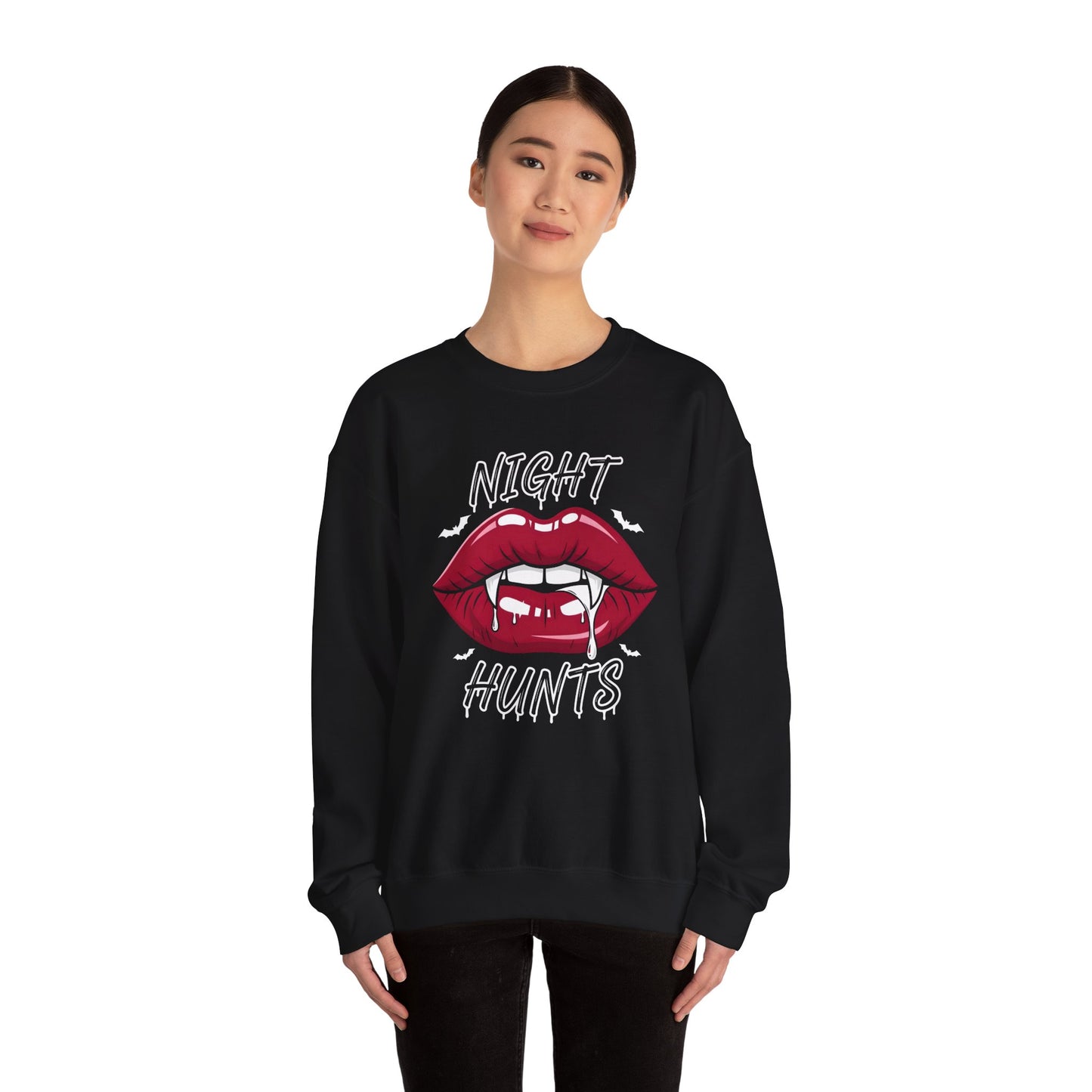 Sweatshirt - Vampire Lips Night Hunts Graphic