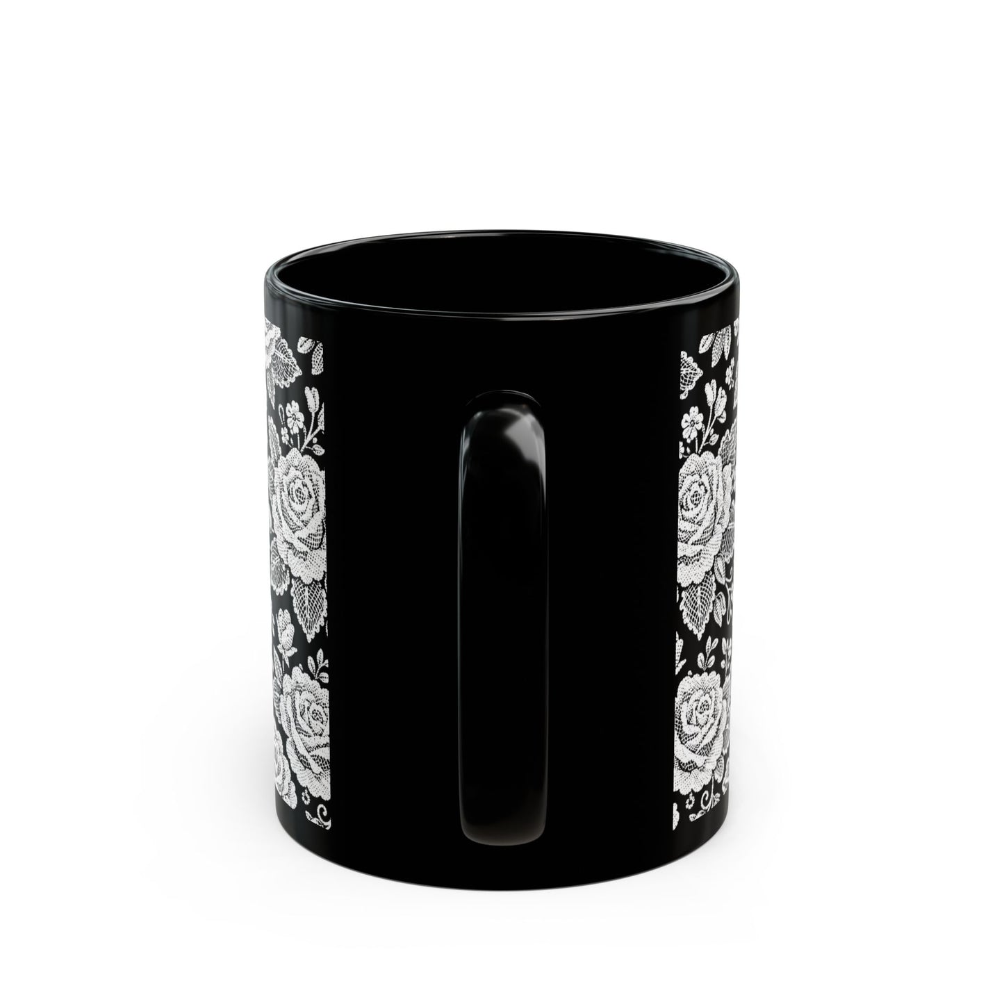 Coffee mug - White Rose Lace Floral Pattern