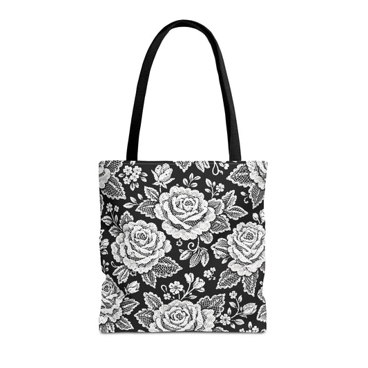 Tote bag - White Rose Lace Floral Pattern