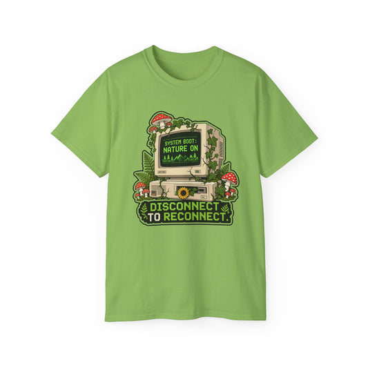 System Boot Nature On: Vintage Cottagecore Tech Graphic Art t-shirt