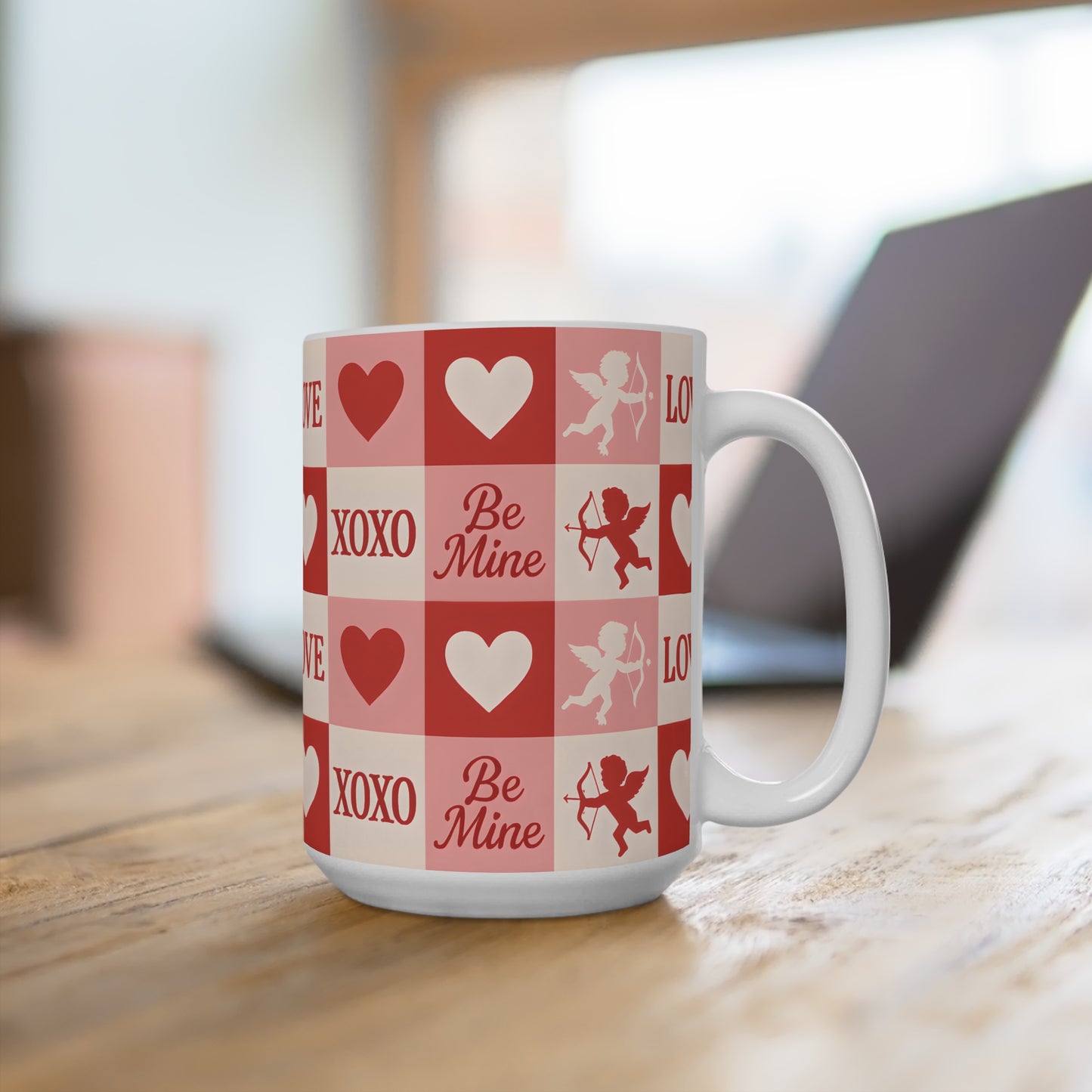 15 oz mug - cupid's love pattern