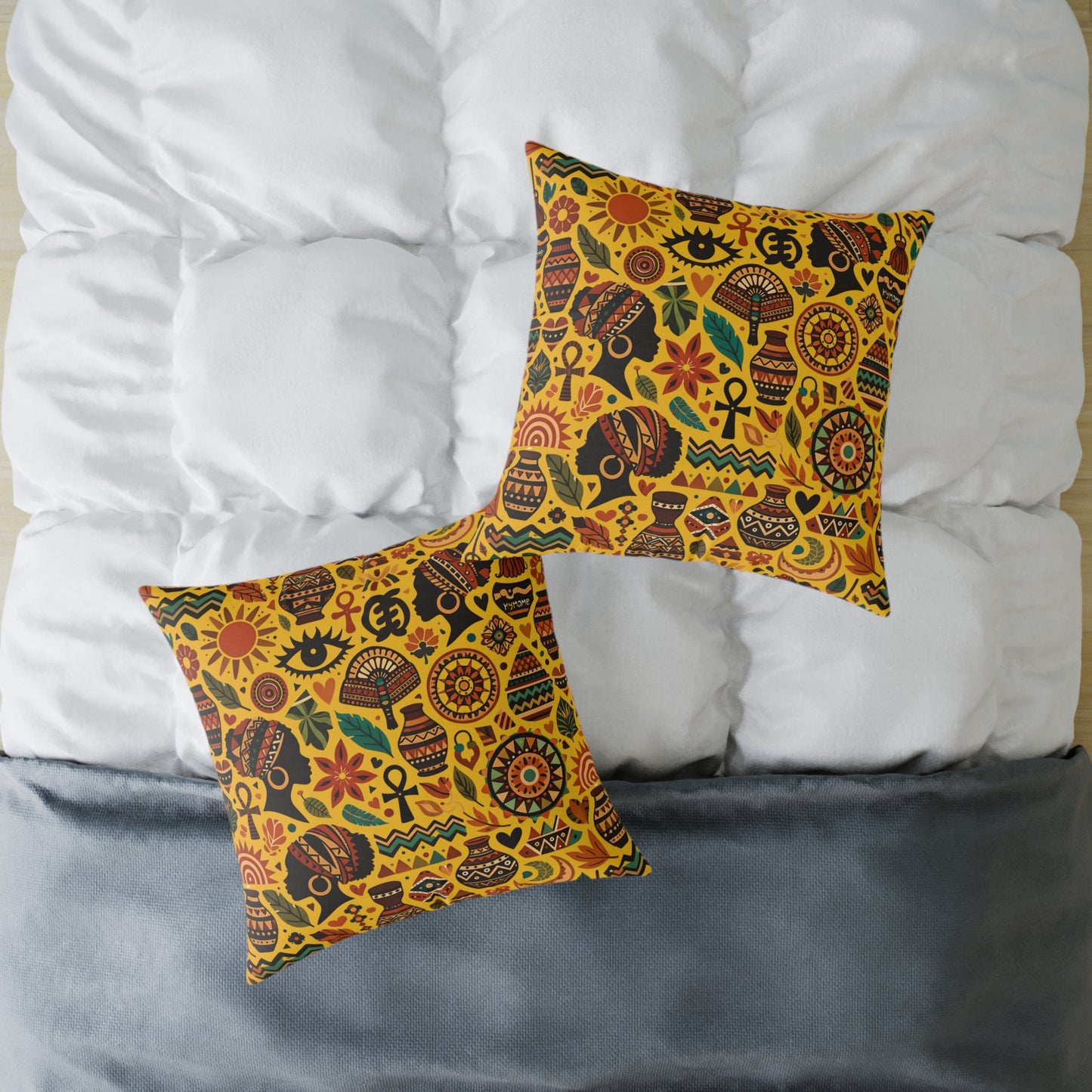 Throw pillow -Boho Afrocentric Tribal Illustration Pattern