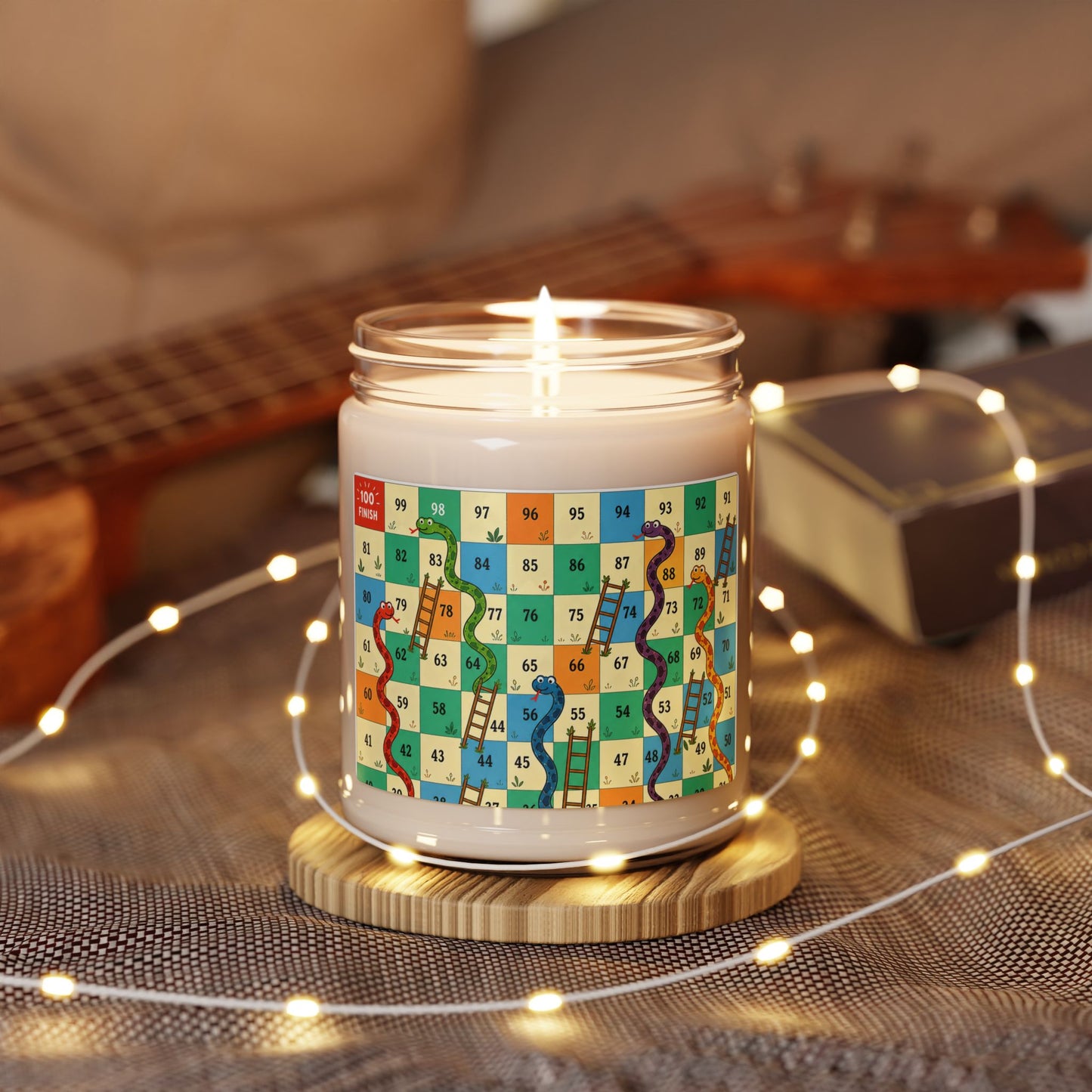 Printable Snakes and Ladders Board Game | Vibrant Cartoon Board Game scented soy candle Design