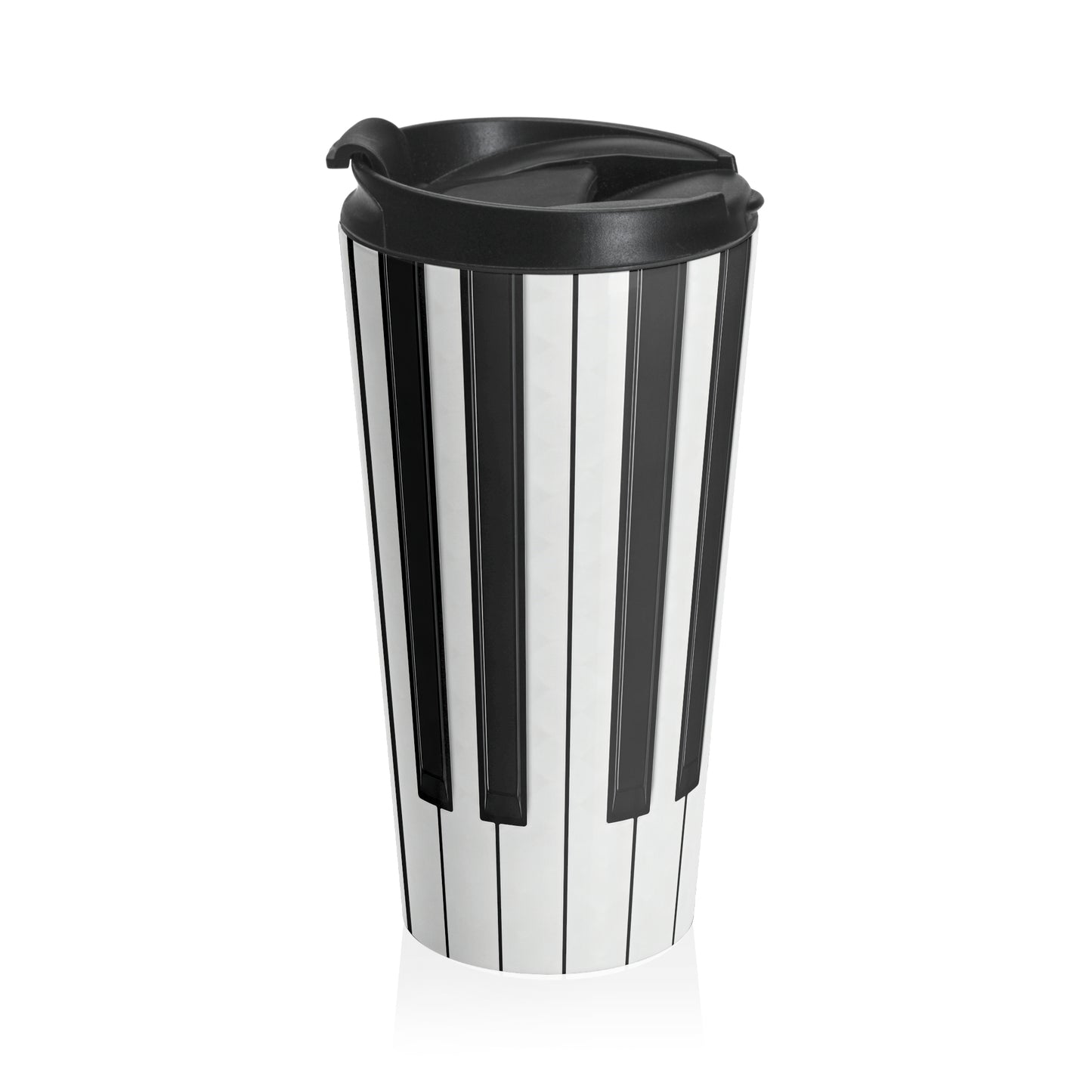 Authentic Miniature Piano Keyboard Pattern travel mug- High-Contrast Minimalist Design for Pianists and Musicians .