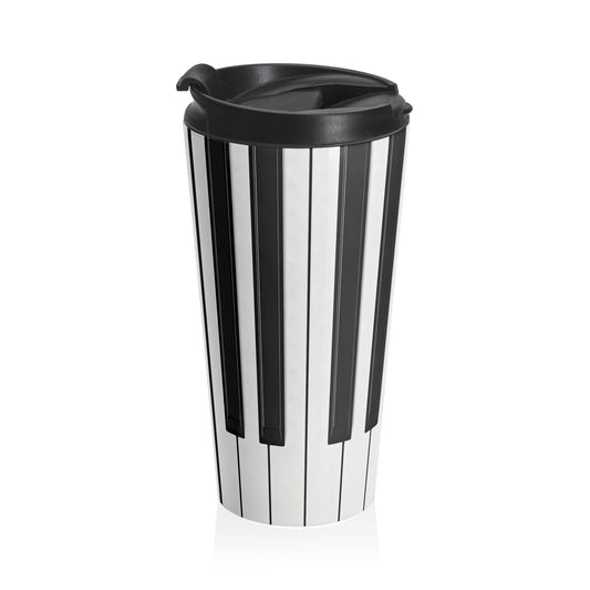 Authentic Miniature Piano Keyboard Pattern travel mug- High-Contrast Minimalist Design for Pianists and Musicians .