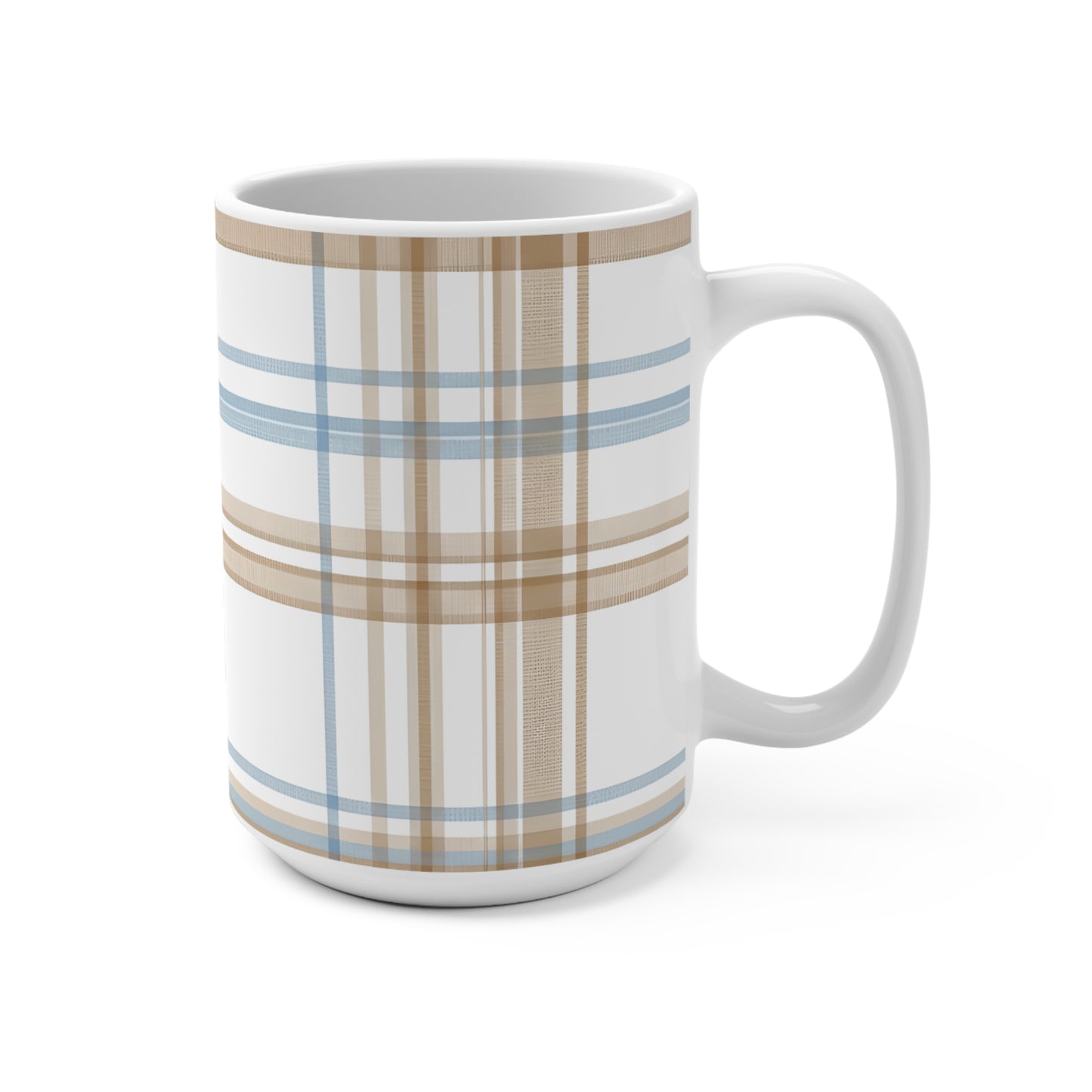 15 oz mug - Elegant Beige Tartan Seamless Tile