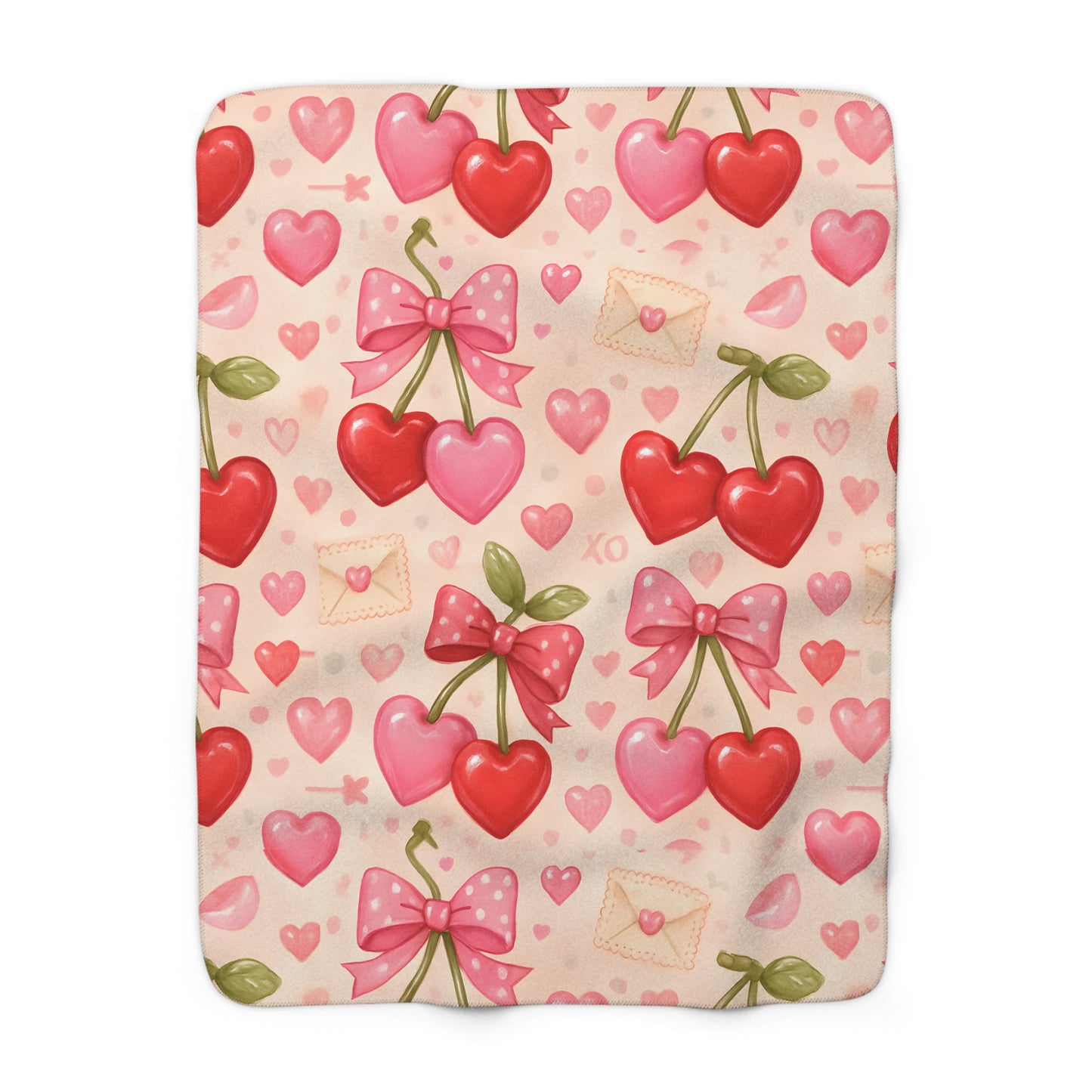 Sherpa fleece blanket - valentine berries pattern