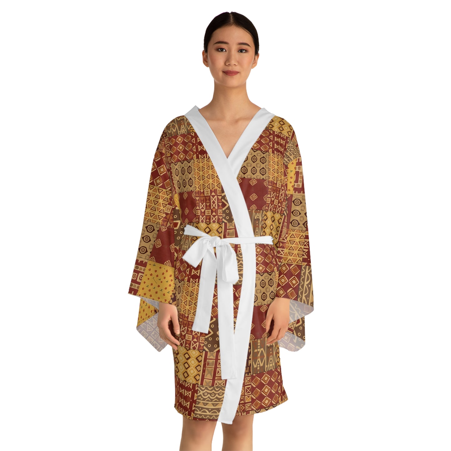 Long sleeves kimono - African Inspired Tribal Mosaic Pattern