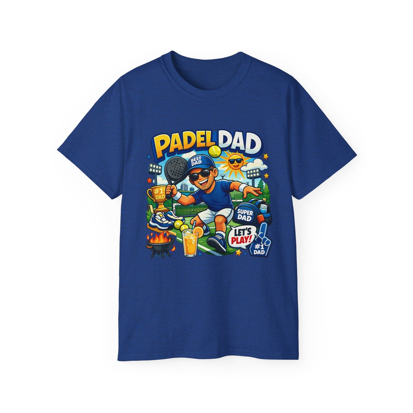 T-shirt - Vibrant Cartoon Padel Dad Illustration