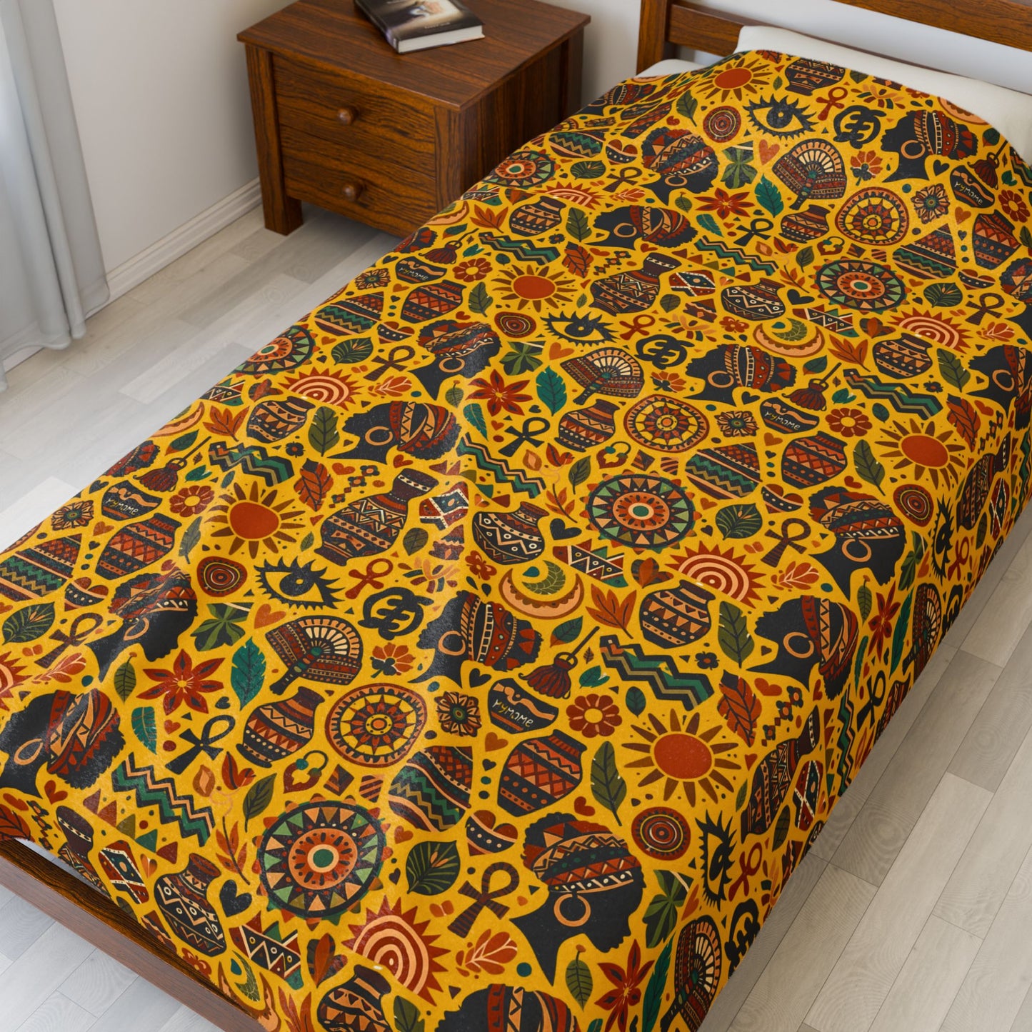 Throw blanket - Boho Afrocentric Tribal Illustration Pattern