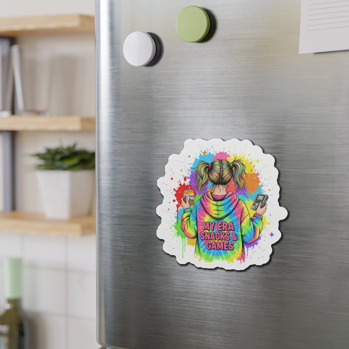 Die cut magnet - Retro Gamer Girl Aesthetic Art