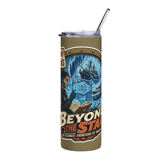 How to style a dark academia and retro futurism sticker collection - 20 oz stainless steel tumbler