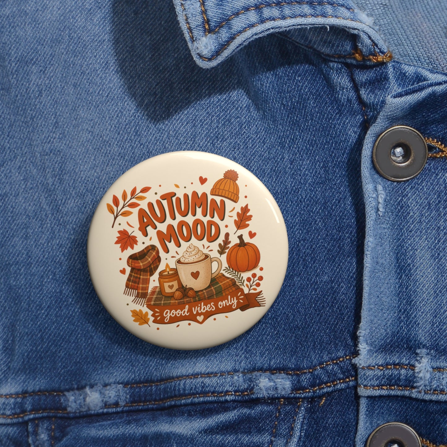 Cute Autumn Aesthetic button Design for Fall Lovers and Cozy Season
