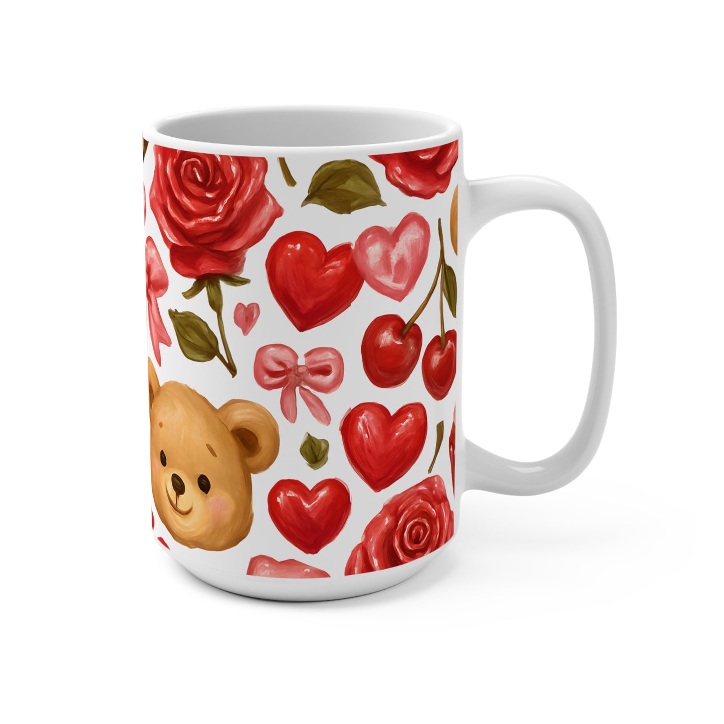 15 oz Ceramic Mug — teddy bear pattern
