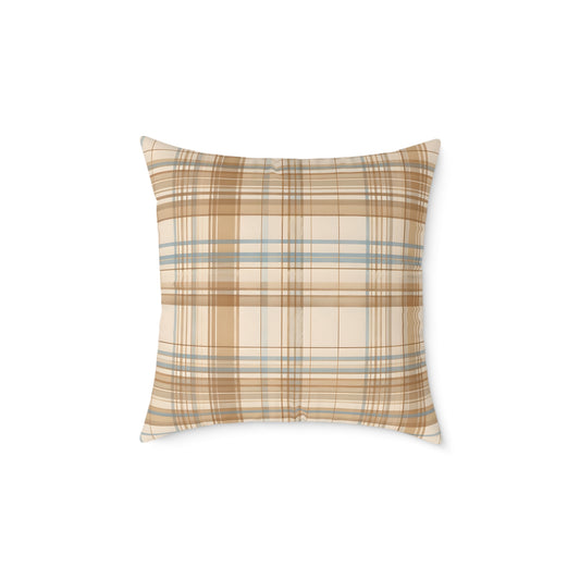 Throw Pillow –  Elegant Beige Tartan Seamless Tile
